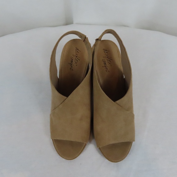 Dexflex Tilda Comfort Suede Tan Open Toe Block Heel Shoe Sz. 8 - Picture 5 of 8